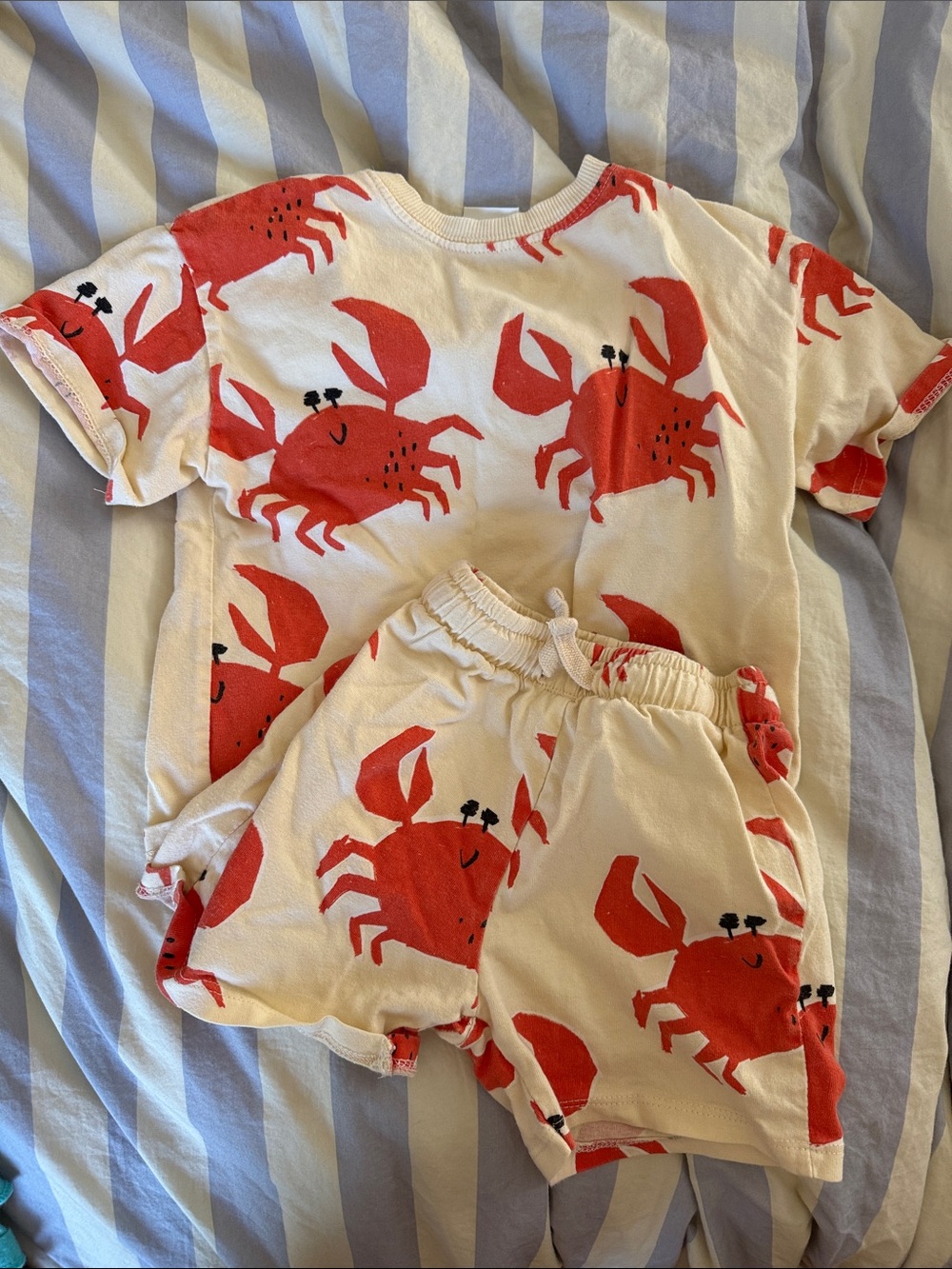 Zara Red Crab Print Pajama Set on Cream